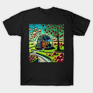 watercolor mushroom house land of fruits T-Shirt